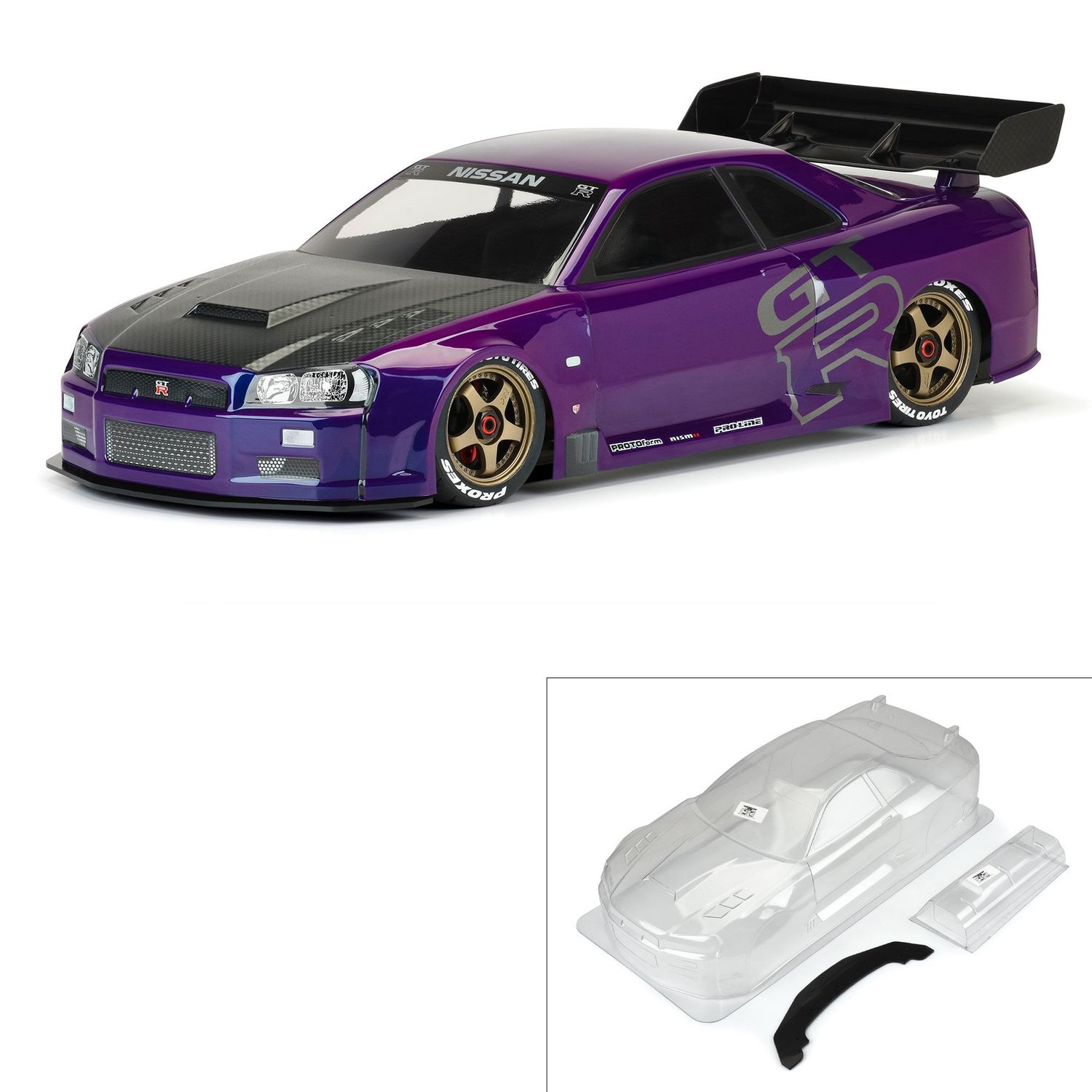 1/7 2002 Nissan Skyline GT-R R34 Clear Body: ARRMA Infraction/Felony