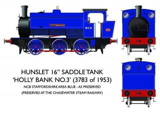 16in Hunslett “Holly Bank No.3” Staffordshire Area NCB Blue