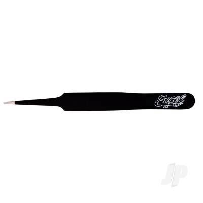Straight Point Fine Point Tweezers, Black (Carded)