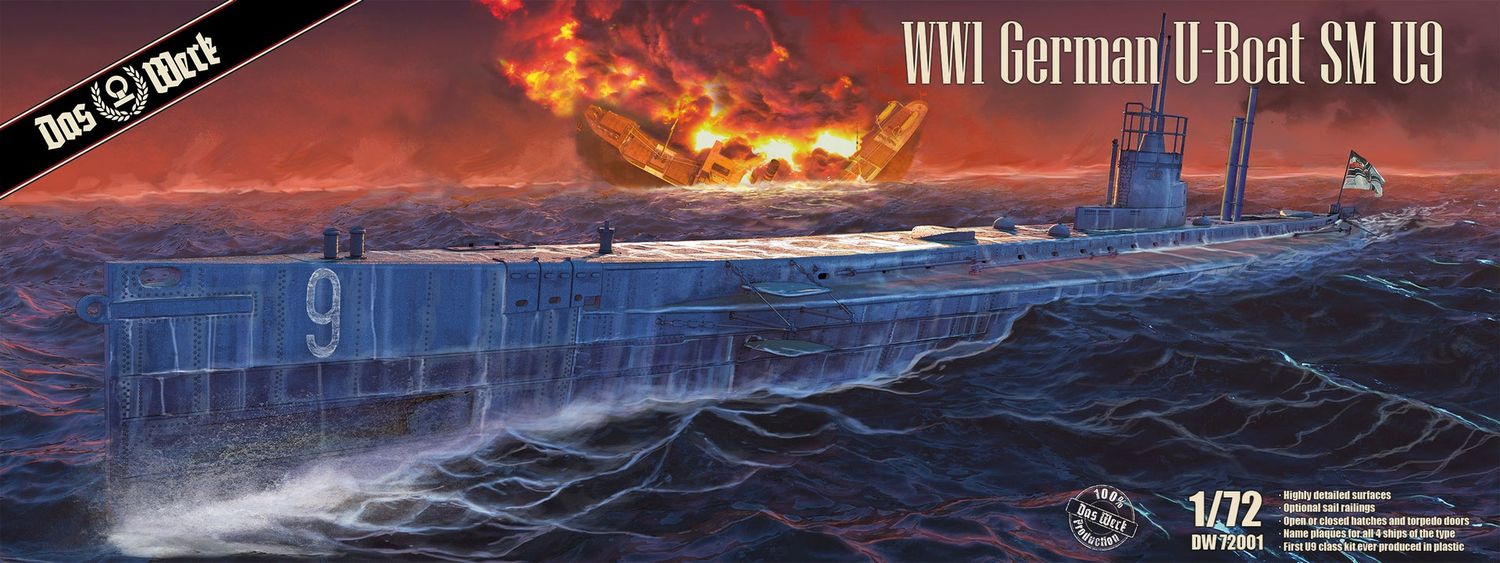 Military Das Werk 1/72 WWI German U-Boat SM U-9