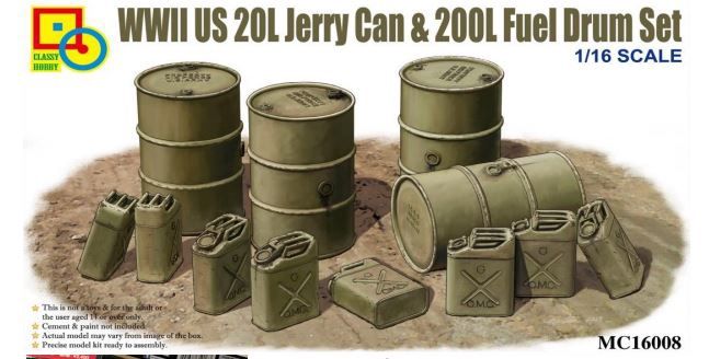 Military Classy Hobby 1/16 WWII US 20 Litre Jerry Cans and 200 Litre Fuel Drums