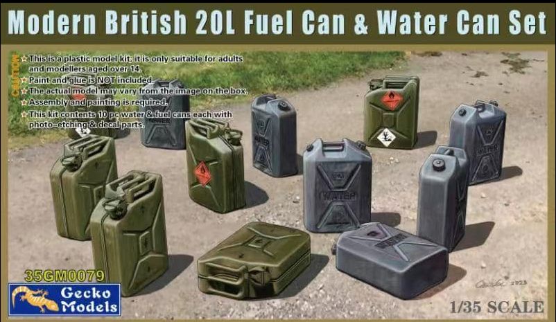 Military Gecko Models 1/35 Modern British 20l Fuel Cans and Water Can set