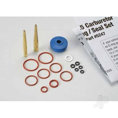 O-ring and seal Set, carburetor / O-rings 2x1mm (3 pcs), 10x1mm (4 pcs), 2.5x1.15mm (2 pcs), 6.2x1.2mm (1pc) / 5x.9mm O-ring installation tool / 5.3x7.8x.6mm crush washer (2 pcs) / carburetor dust boo