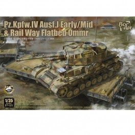 Military Border 1/35 Pz.Kpfw.IV Ausf.J Early/Mid &amp; Railway Flatbed Wagon