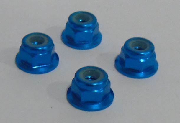Blue Alumimum Flanged 4mm Wheelnuts