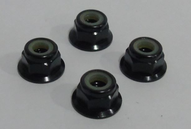 Black Alumimium Flanged 4mm WheelNuts