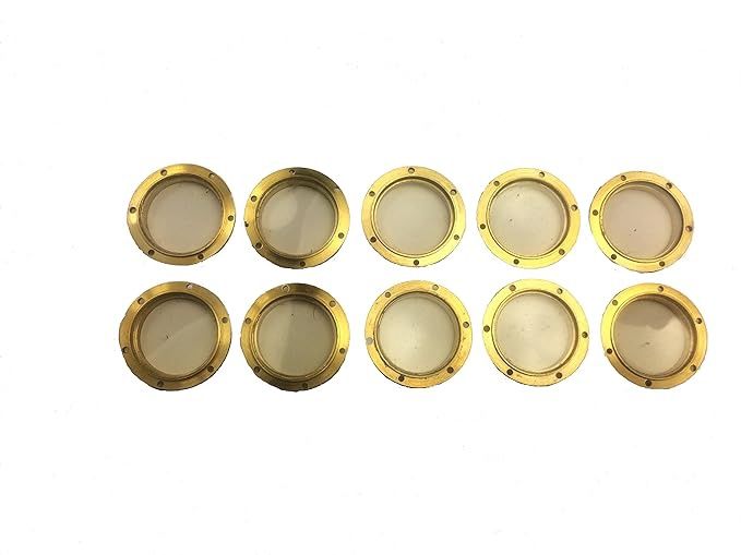 BRASS FLANGED PORTHOLES (10) - 4X7MM