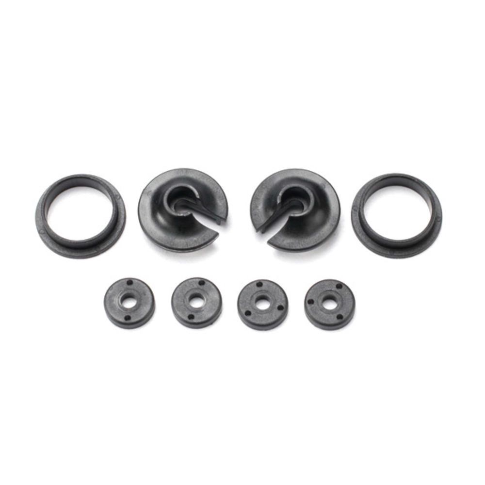 Spring retainers, upper &amp; lower (2 pcs) / piston head Set (2-hole (2 pcs) / 3-hole (2 pcs))
