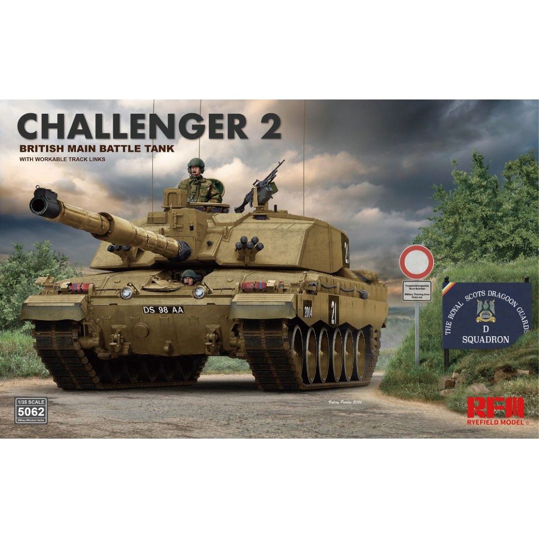 Military Ryefield 1/35 British Challenger II Kit with Workable Tracks