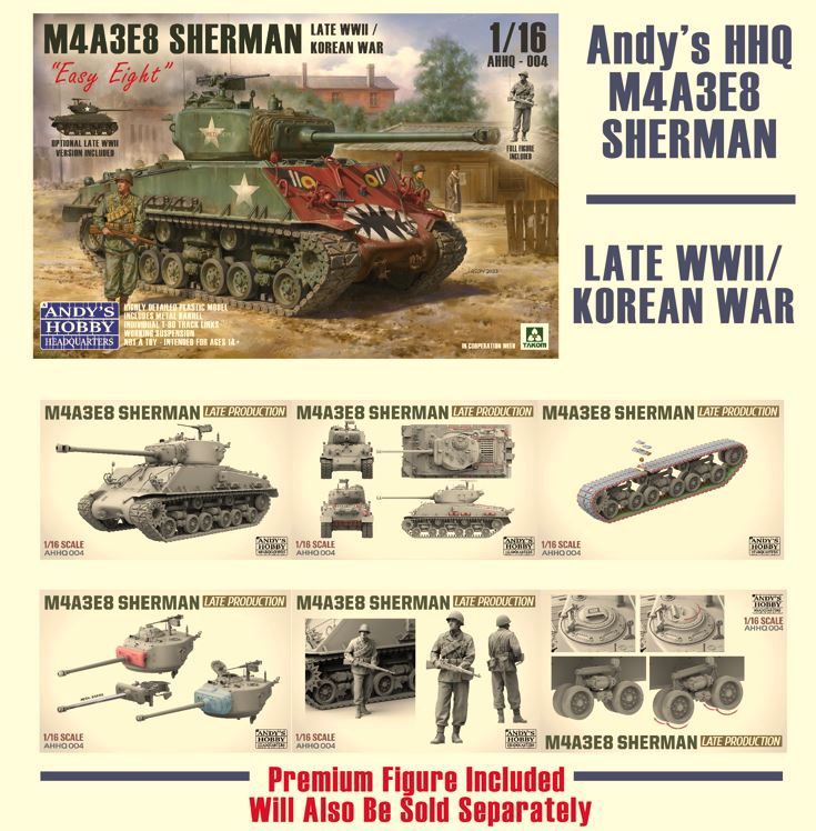 Military Andy's Hobby Headquarters 1/16 M4A3E8 Sherman Easy Eight Late WWII and Korea