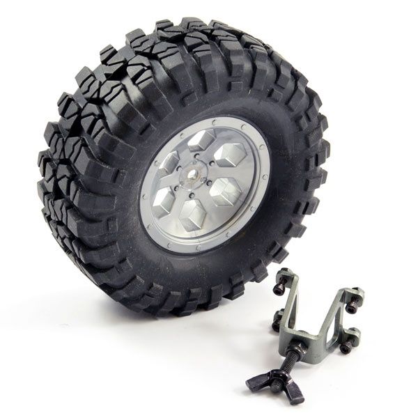 FTX OUTBACK SPARE TYRE MOUNT &amp; TYRE/WHEEL (GREY)