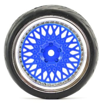 1/10 Street/Tread Tyres on Classic Blue/Chrome Wheels (Set of 4)