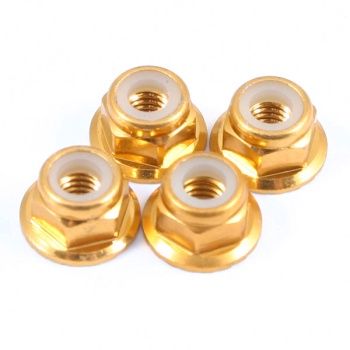 M4 Gold Flanged Locknuts 4 PCS