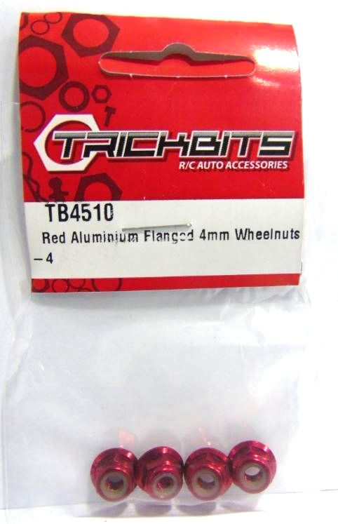 Red Aluminium Flanged 4MM Wheelnuts