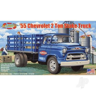 Cars, Bikes and Trucks Atlantis Models 1/48 1:48 1955 Chevy Stake Truck with Glass