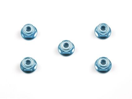 4mm Aluminium Flange Lock Nuts (Blue) (Pack of 5)