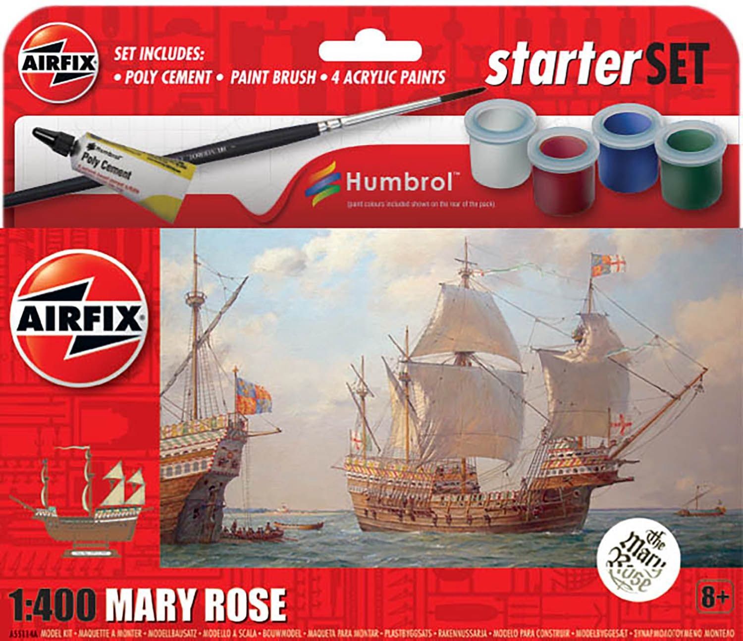 Ship Airfix 1/400 Small Starter Set Mary Rose 1:400