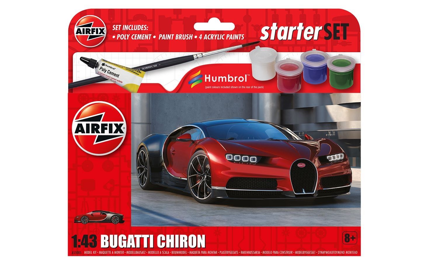 Cars, Bikes and Trucks Airfix 1/72 Small Starter Set Bugatti Chiron