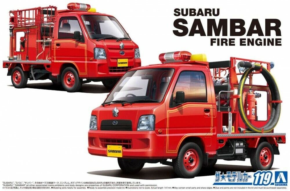 Cars, Bikes and Trucks Aoshima 1/24 Subaru Sambar Fire Engine