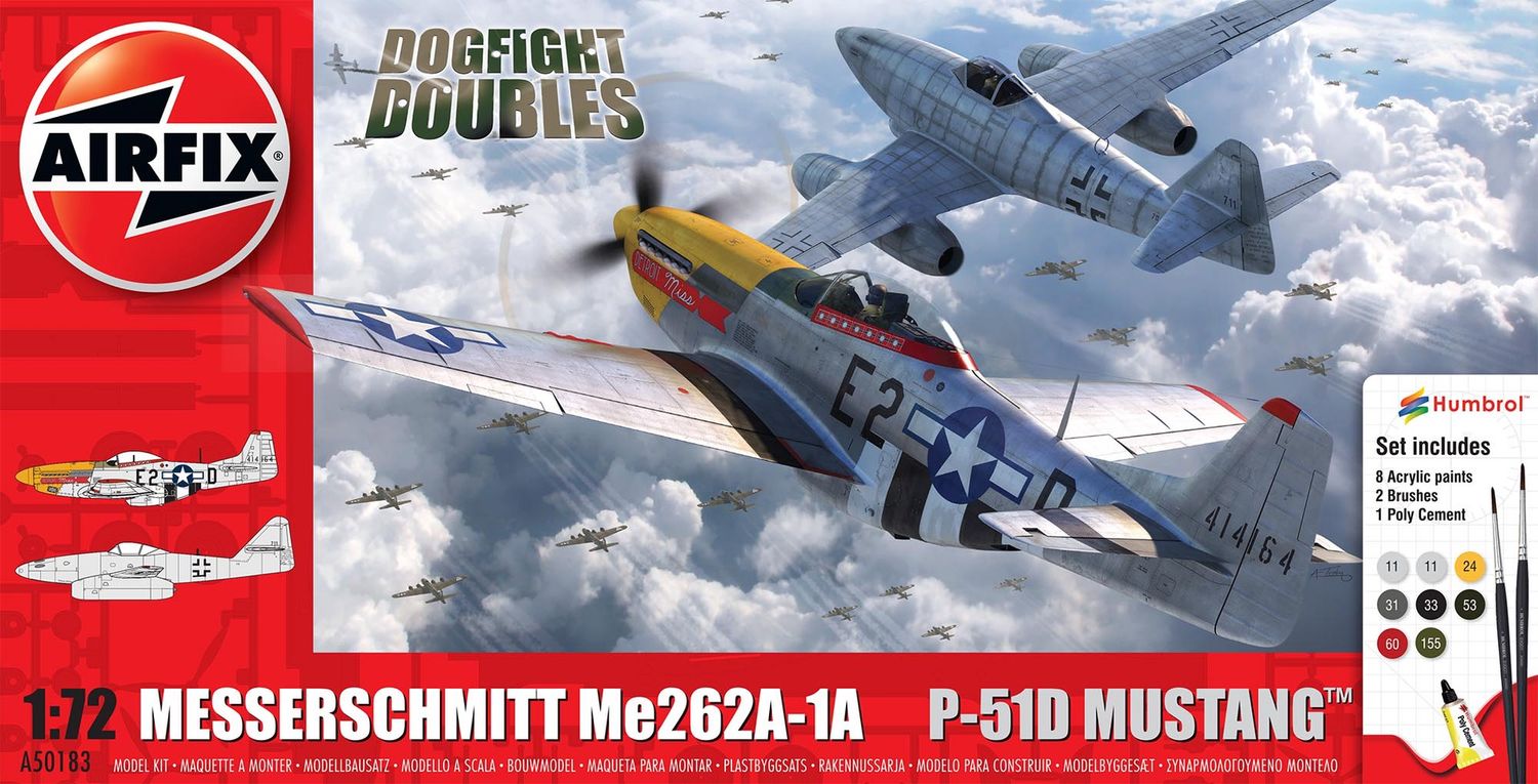 Aircraft Airfix 1/72 Dogfight Doubles Messerschmitt Me262A-1A vs P-51D Mustang