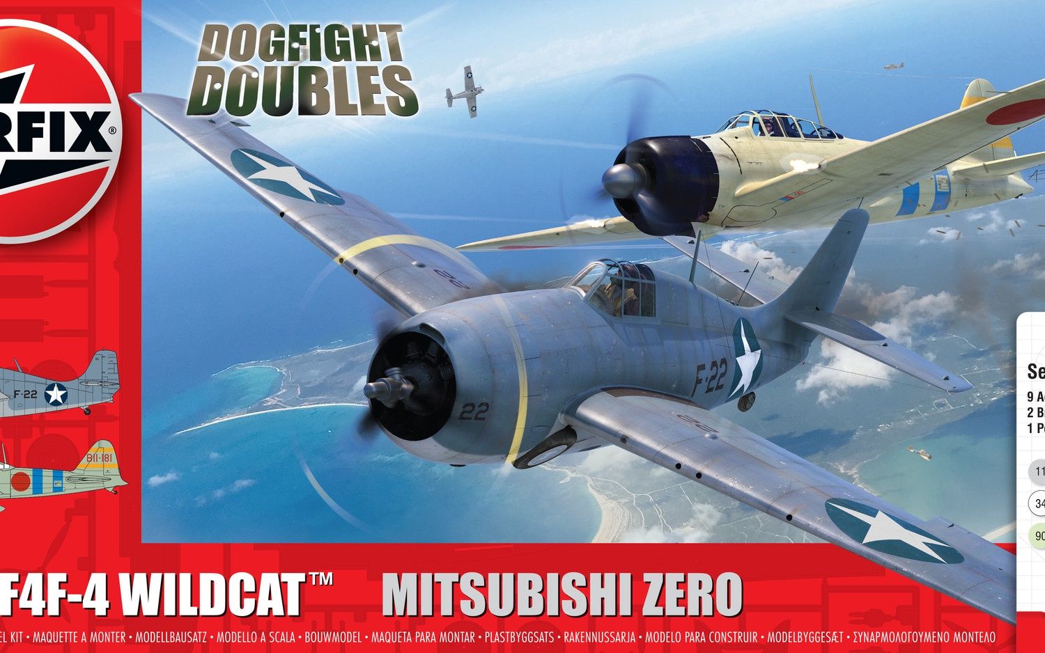 Aircraft Airfix 1/72 Dogfight Doubles F4F-4 Wildcat vs Mitsubishi Zero