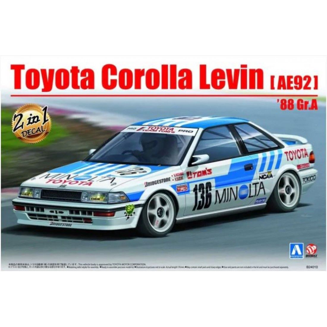 Cars, Bikes and Trucks Aoshima 1/24 Toyota Corolla Levin AE92 88 Gr.A