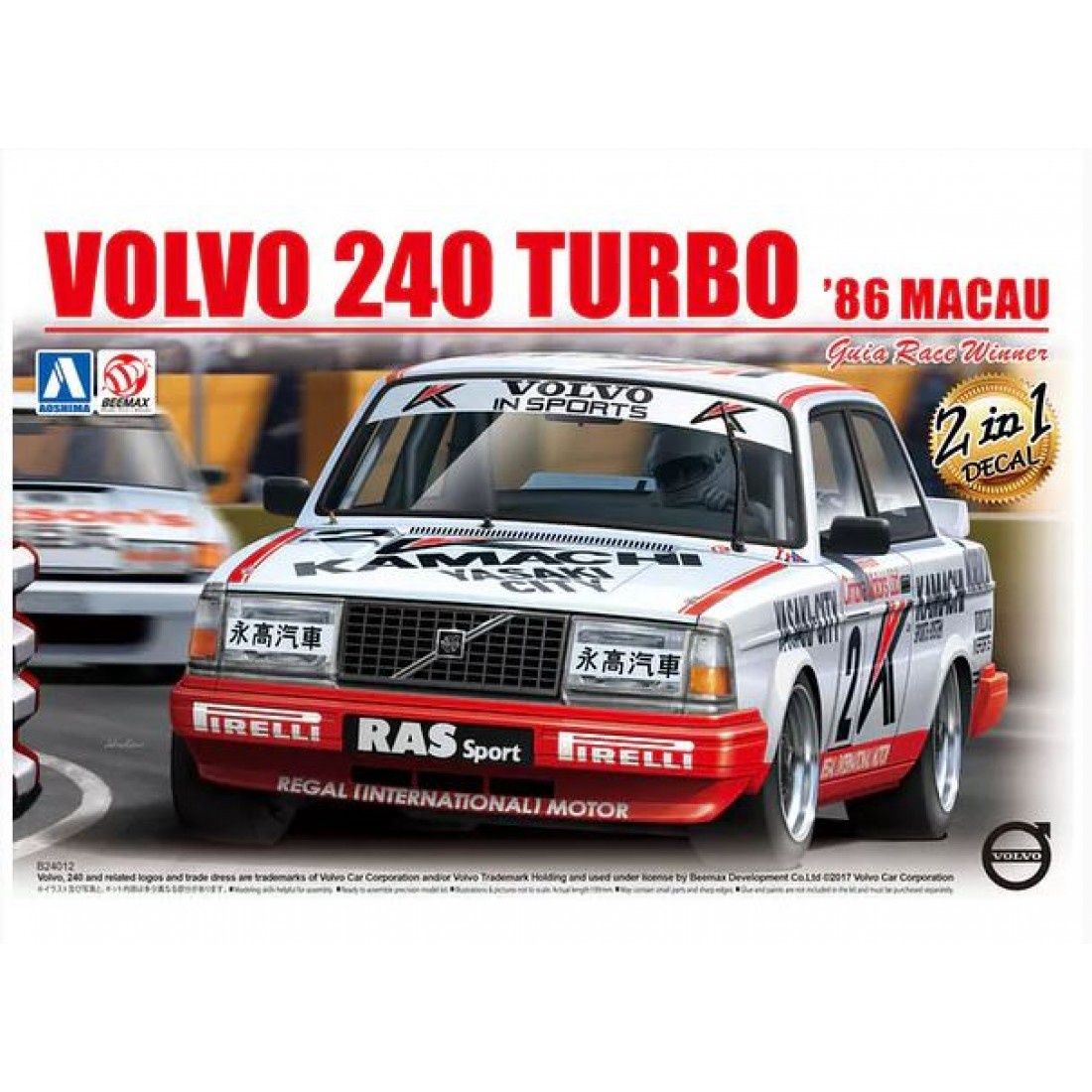 Cars, Bikes and Trucks Aoshima 1/24 Volvo 240 Turbo 1986 Macau Guia