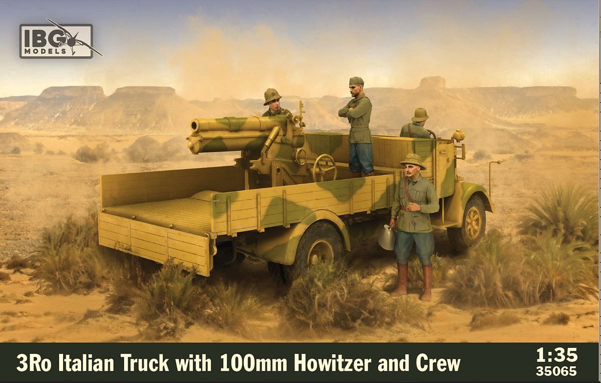 Military IBG 1/35 3Ro Italian Truck with 100mm Howitzer and Crew Figures
