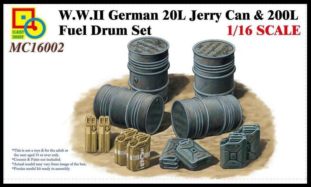 Military Classy Hobby 1/16 WWII German 20 Litre Jerry Cans and 200 Litre Fuel Drums