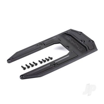 Skidplate, chassis, black (fits Sledge)