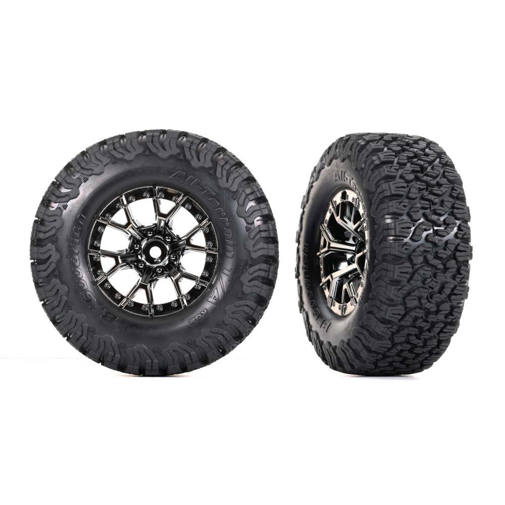 Tyres &amp; wheels, assembled, glued (Ford Raptor R black chrome wheels, BFGoodrich All-Terrain T/A KO2 Tyres, foam inserts) (2) (4WD front/rear, 2WD rear)