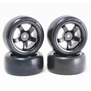 Sweep D-High End Compound Mini Tyres Pre-Glued 28Deg 4pcs (Black Wheel)