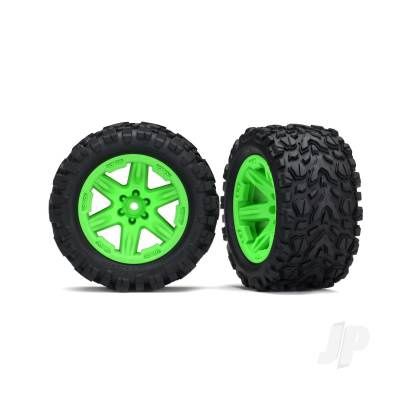 Tyres &amp; wheels, assembled, glued (2.8") (RXT 4X4 green wheels, Talon Extreme Tyres, foam inserts) (4WD electric front / rear, 2WD electric front only) (2) (TSM rated)