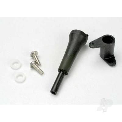 Slide carb linkage Bellcrank post / 5x8x2.5 plastic bushing (2 pcs) / Bellcrank / 5x8x0.5 fiber washer (2 pcs) / 3x10 WM