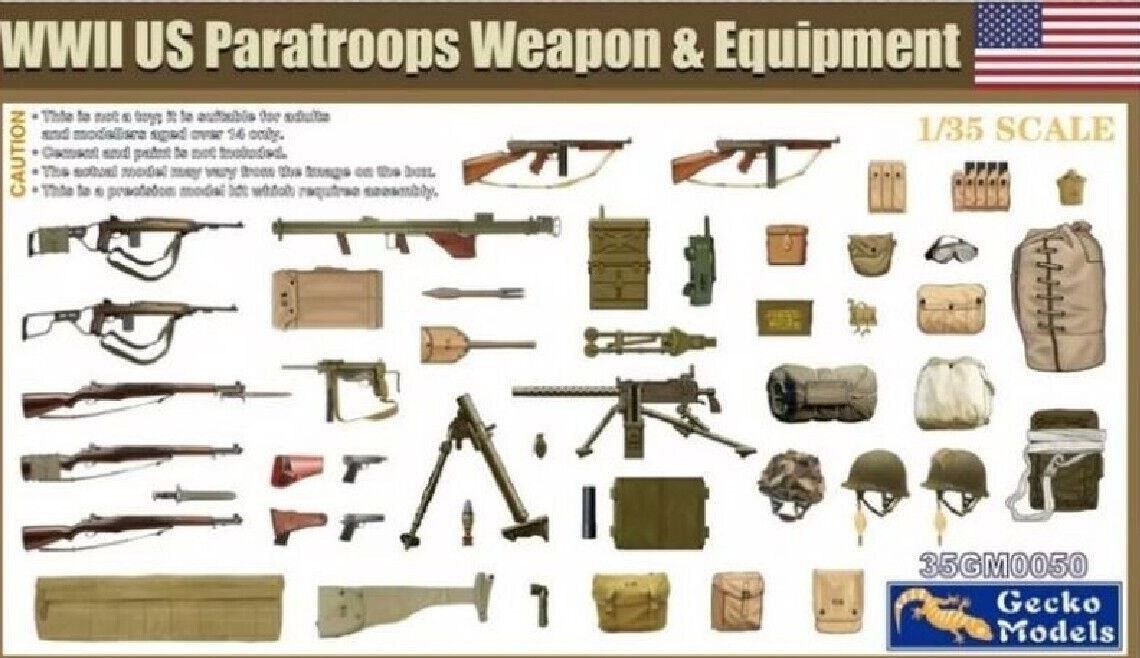 Military Gecko Models 1/35 WWII US Paratroops Weapons and Equipment