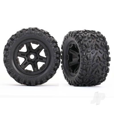 Tyres &amp; wheels, assembled, glued (black wheels, Talon EXT Tyres, foam inserts) (2) (17mm splined) (TSM rated)