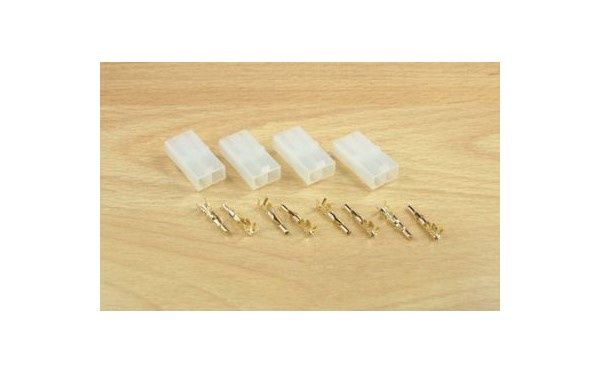 Pack of 4 Tamiya Style Battery Plugs with Gold pins