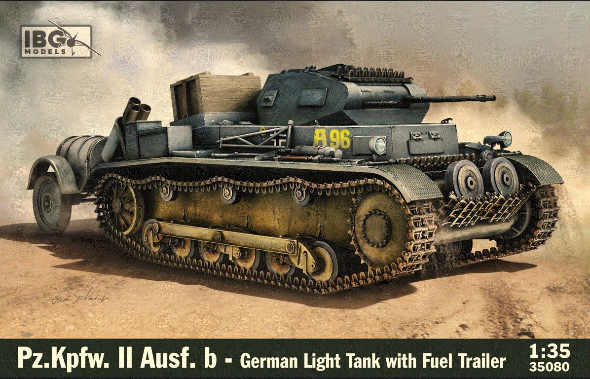 Military IBG 1/35 Pz.Kpfw. II Ausf. b - German Light Tank with fuel trailer
