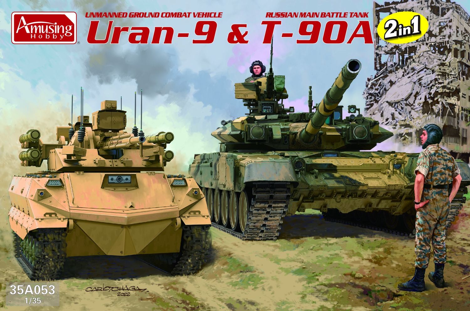 Military Amusing Hobby 1/35 Uran-9 &amp; T-90A (2 in 1)