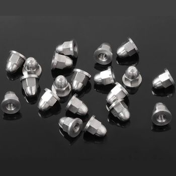 M2 Flanged Acorn Nuts (Silver, pack of 10)