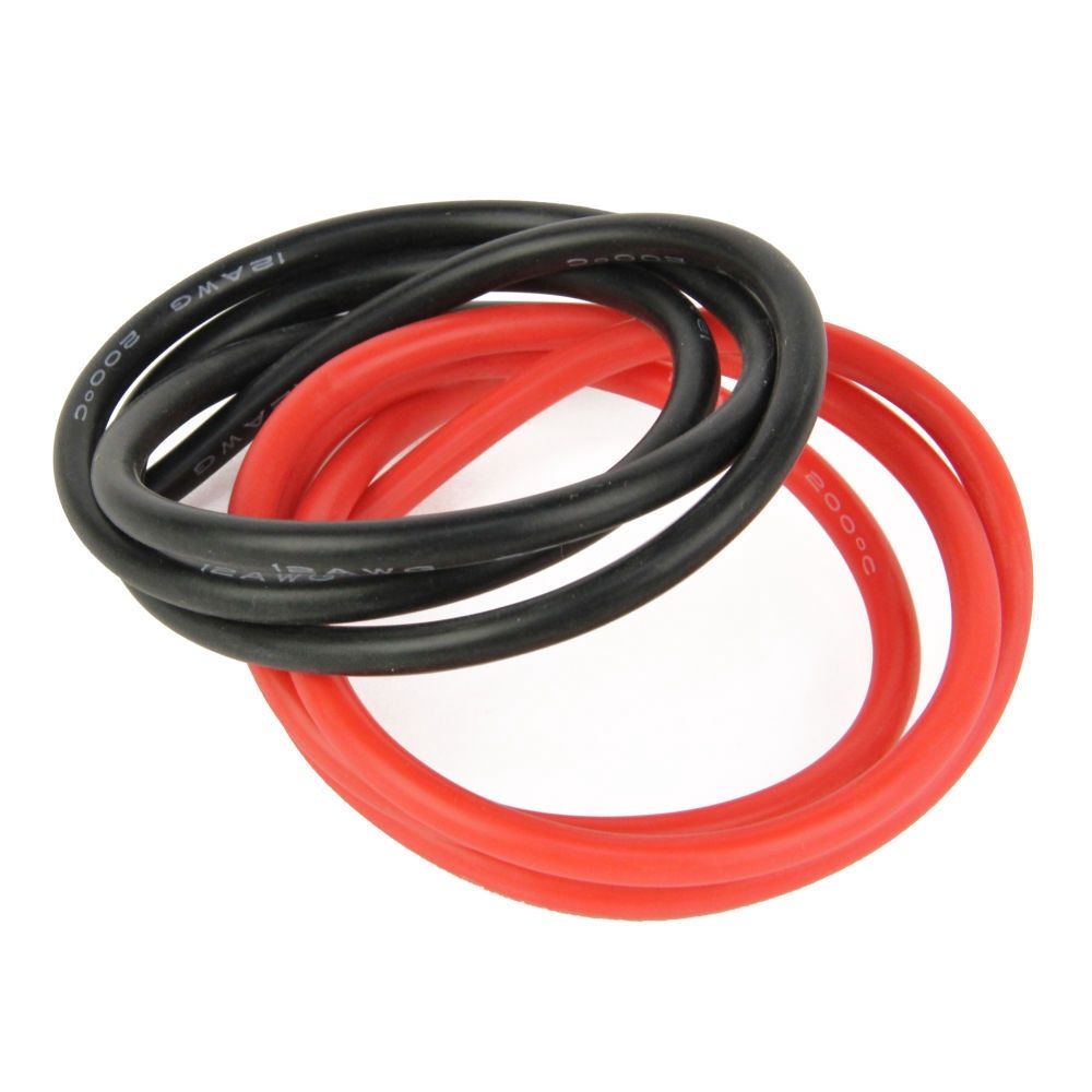 Silicone Wire, 12ga, 1062 Strand, 2ft Red-Black (Discontinued)