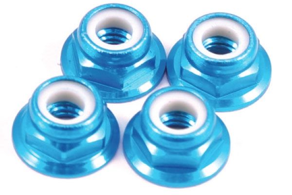 M4 Blue Aluminium Flanged Thin Locknuts