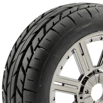 Eagle 1/8 On Road Wheels and Tyres (Black Chrome, Pair)