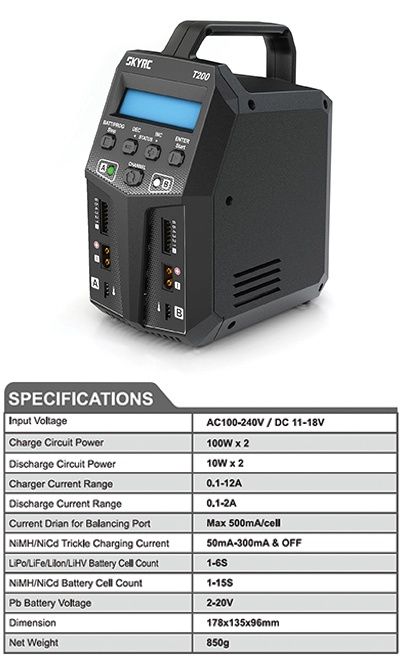 T200 Twin AC/DC 12A Charger