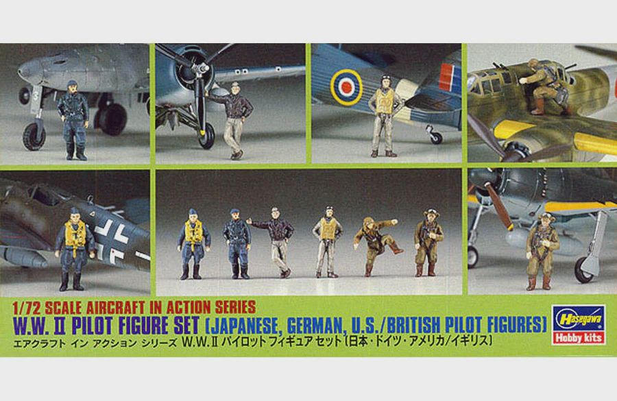 Cars, Bikes and Trucks Hasegawa 1/72 WWII Pilot Figure Set (Japanese, German, US, British)