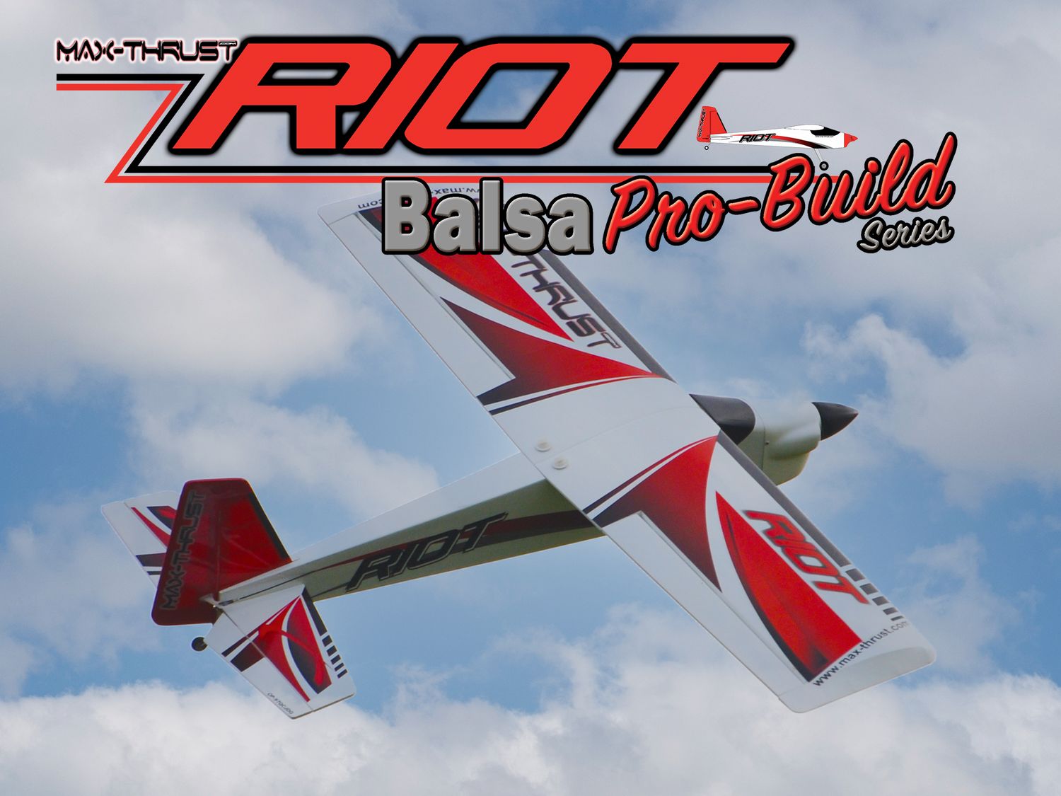 Max-Thrust Pro-Built Balsa Riot Kit Red - IC or Electric