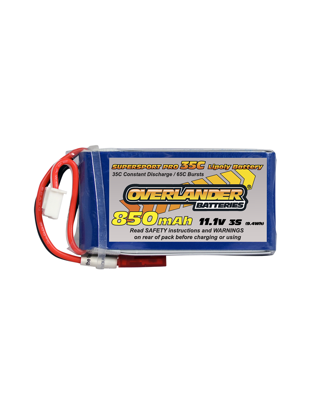 850mAh 3S 11.1v 35C LiPo Battery with BEC Connector - Overlander Supersport