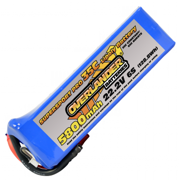 5800mAh 6S 22.2v 35C LiPo Battery - Overlander Supersport Pro