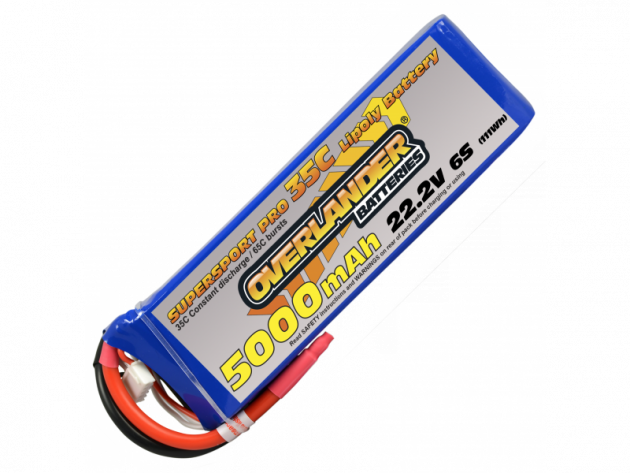 5000mAh 6S 22.2v 35C LiPo Battery - Overlander Supersport Pro with IC5 Connector