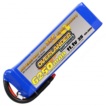 6250mAh 3S 11.1v 35C LiPo Battery - Overlander Supersport Pro